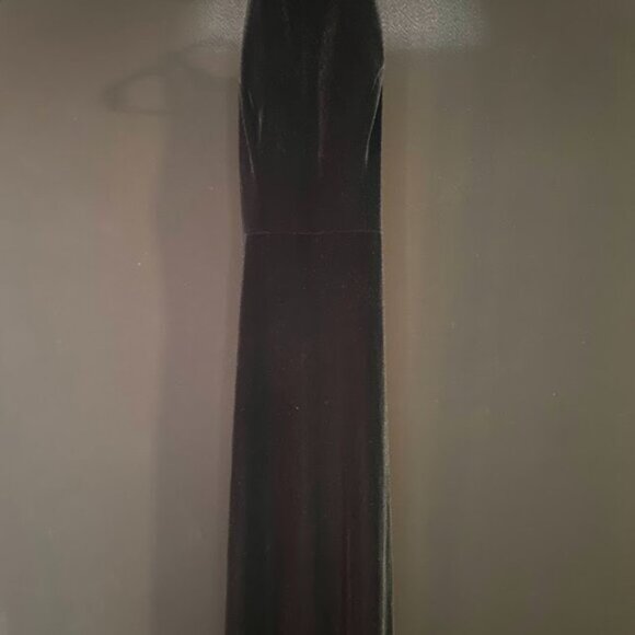 Alyce Black Velvet High Neck Open Back Floor Length Evening Gown - Picture 3 of 6
